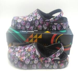 NEW Bobs by Skechers Foamies Women's 8 Line Black Clogs Shoes Chill Dogs Flowers